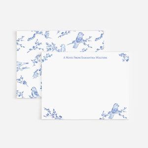Blue Chinoiserie Birds Personalized Stationery Set