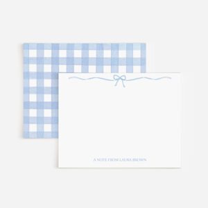Gingham And Bows Personalized Watercolor Stationery Set