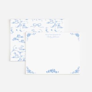 Baby Toile Personalized Watercolor Nursery Stationery