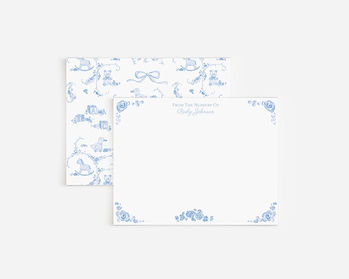 Baby Toile Personalized Watercolor Nursery Stationery