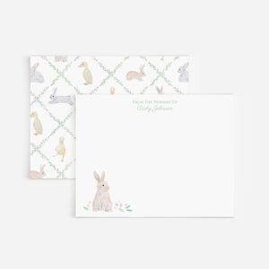 Bunnies And Ducklings Personalized Watercolor Nursery Stationery
