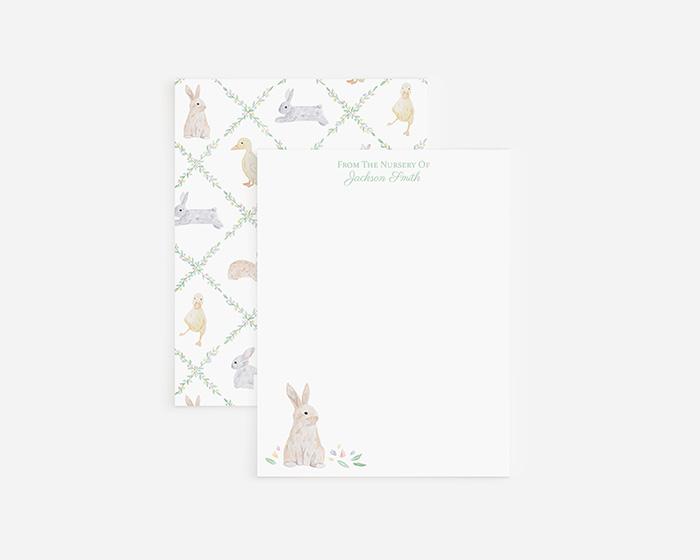Bunnies And Ducklings Personalized Watercolor Nursery Stationery - Image 4