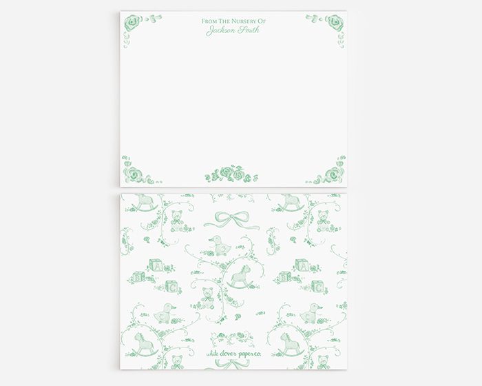 Baby Toile Personalized Watercolor Nursery Stationery - Image 2