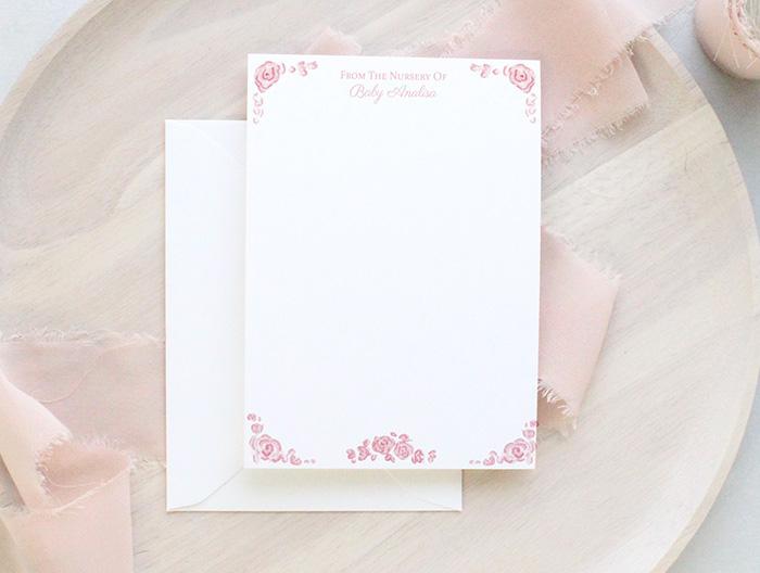 Baby Toile Personalized Watercolor Nursery Stationery - Image 7