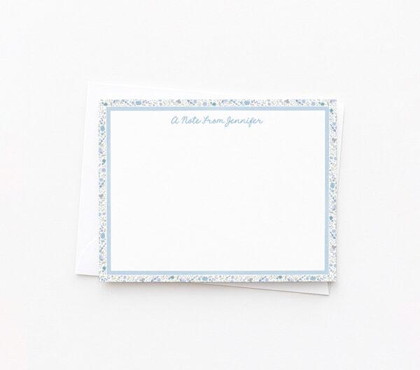 Floral Blue Stripes Personalized Watercolor Stationery - White Clover ...