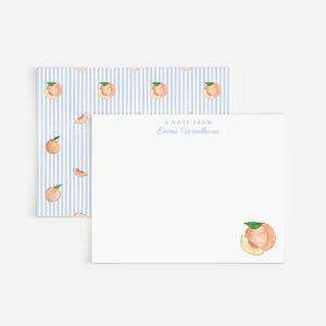 Peaches And Stripes Watercolor Personalized Stationery