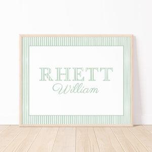 Custom Baby Name Art Print With Watercolor Stripes