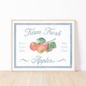 Farm Fresh Apples Watercolor Farm Sign Print