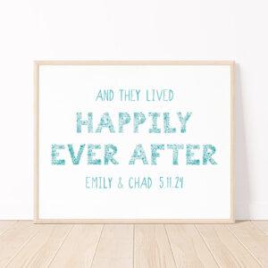 Custom Floral Happily Ever After Watercolor Art Print