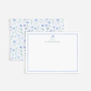Dainty Blue Watercolor Flowers Personalized Stationery