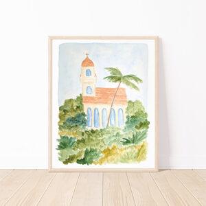Italian Church Watercolor Art Print