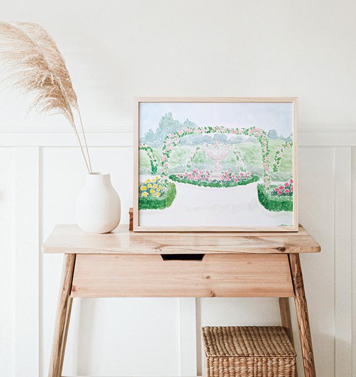 La Rosaleda Spanish Rose Garden Watercolor Art Print - Image 2