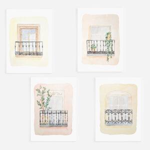 Madrid Windows Tiny 5x7 Watercolor Art Prints