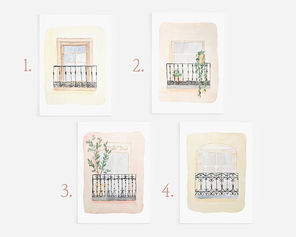 Madrid Windows Tiny 5x7 Watercolor Art Prints - Image 2