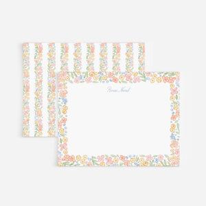 Floral Peach Stripes Personalized Watercolor Stationery
