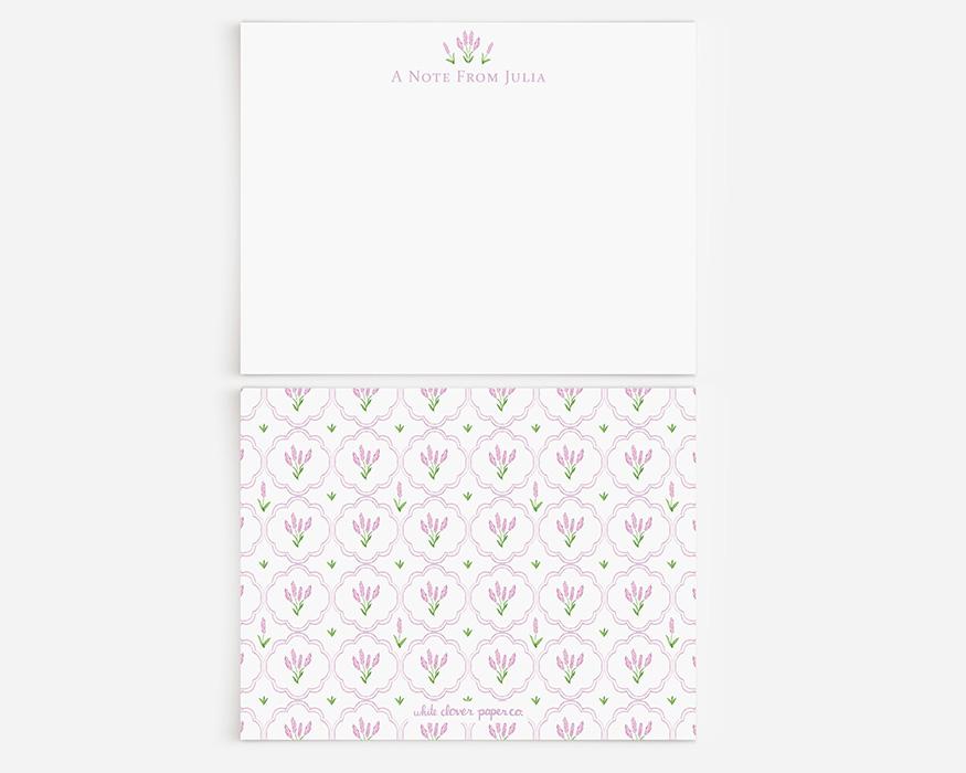 Purple Flowers And Scallops Personalized Watercolor Stationery - Image 2