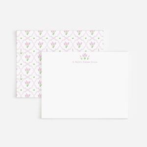 Purple Flowers And Scallops Personalized Watercolor Stationery