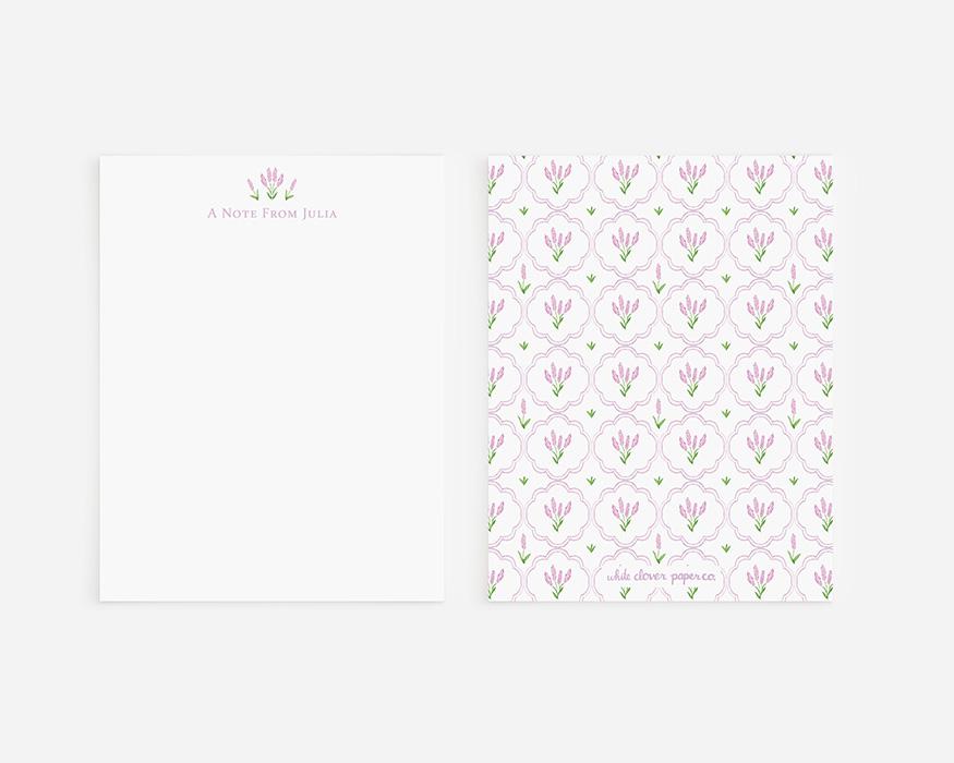 Purple Flowers And Scallops Personalized Watercolor Stationery - Image 4