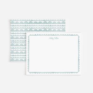 Scalloped Border Personalized Watercolor Stationery