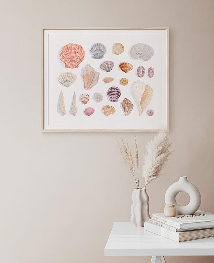Seashells Watercolor Art Print - Large - Image 2