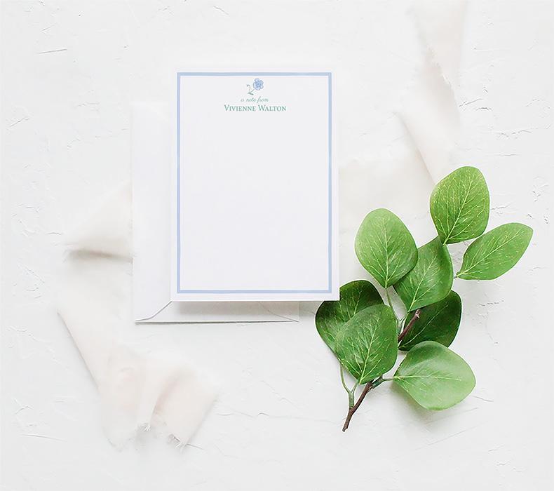 Dainty Blue Watercolor Flowers Personalized Stationery - Image 6