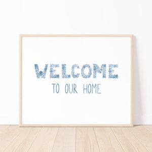 Custom Floral Welcome Sign Watercolor Art Print
