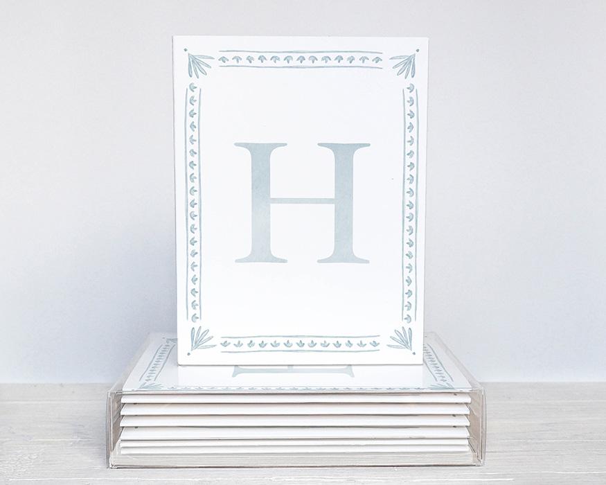 Boho Border Monogram Greeting Cards Box Of 10