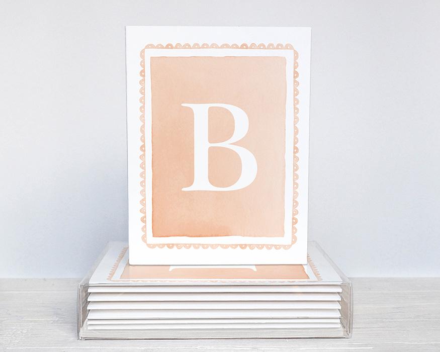 Scalloped Border Monogram Greeting Cards Box Of 10