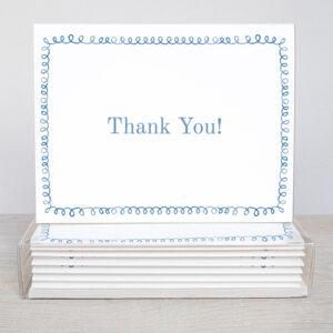 Curly Border Thank You Cards Box Of 10