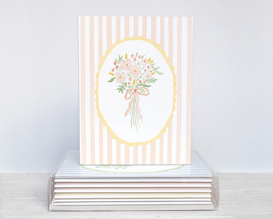 Flower Bouquet Striped Watercolor Greeting Cards Variety Pack Of 10 - Image 5