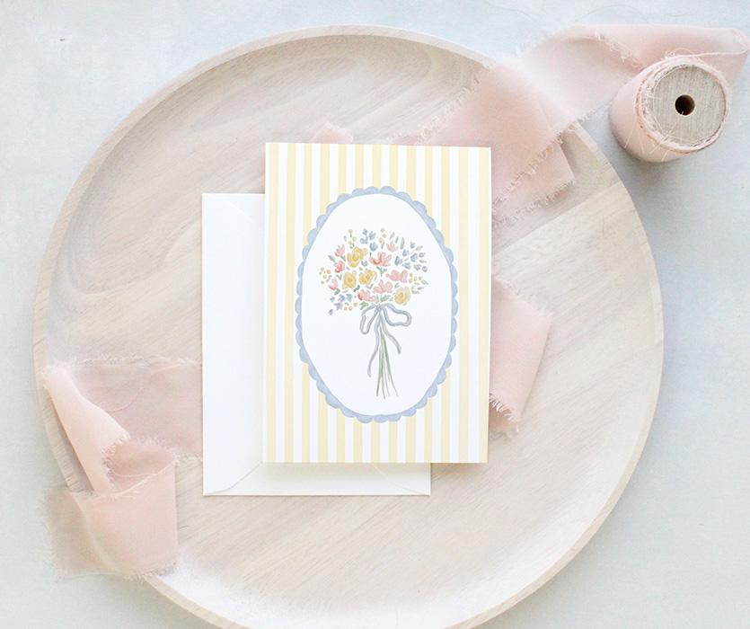 Flower Bouquet Striped Watercolor Greeting Cards Variety Pack Of 10 - Image 6