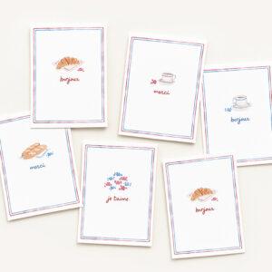 French Croissants And Coffee Watercolor Greeting Cards Variety Pack Of 10