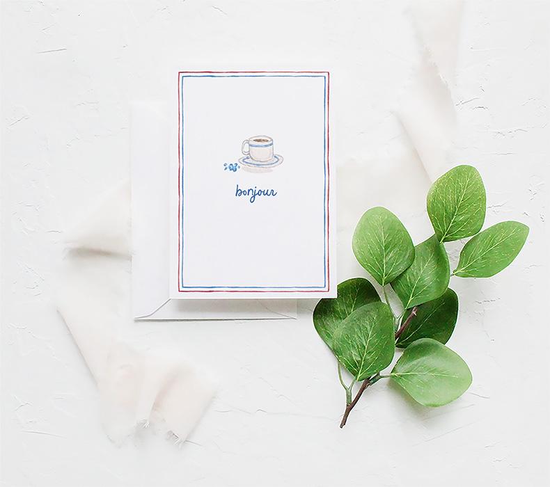 French Croissants And Coffee Watercolor Greeting Cards Variety Pack Of 10 - Image 5