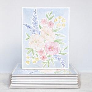 Multicolored Flowers Watercolor Greeting Cards Box Of 10