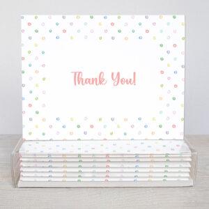 Multicolored Polka Dots Thank You Cards Box Of 10