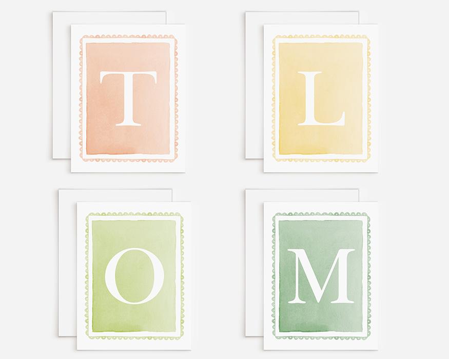 Scalloped Border Monogram Greeting Cards Box Of 10 - Image 6