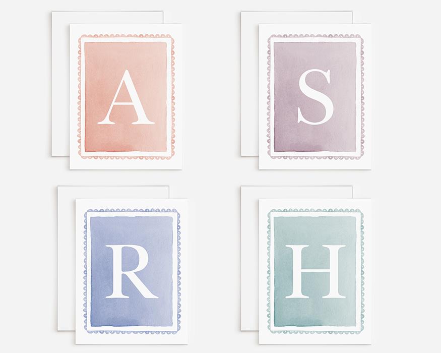 Scalloped Border Monogram Greeting Cards Box Of 10 - Image 5