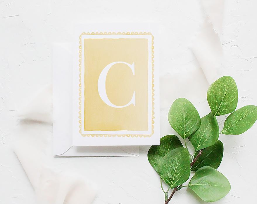 Scalloped Border Monogram Greeting Cards Box Of 10 - Image 4