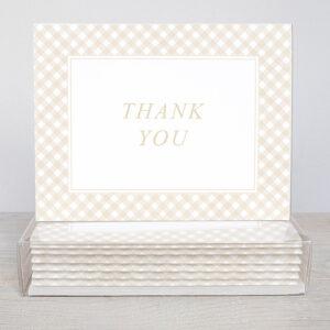 Gingham Border Thank You Cards Box Of 10