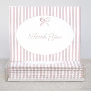 Striped Thank You Cards With Watercolor Bows Box Of 10