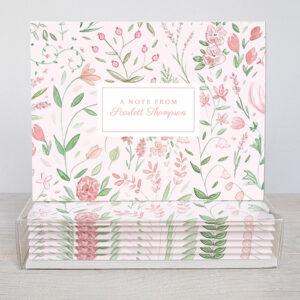 Tiny Pink Flowers Personalized Watercolor Greeting Cards