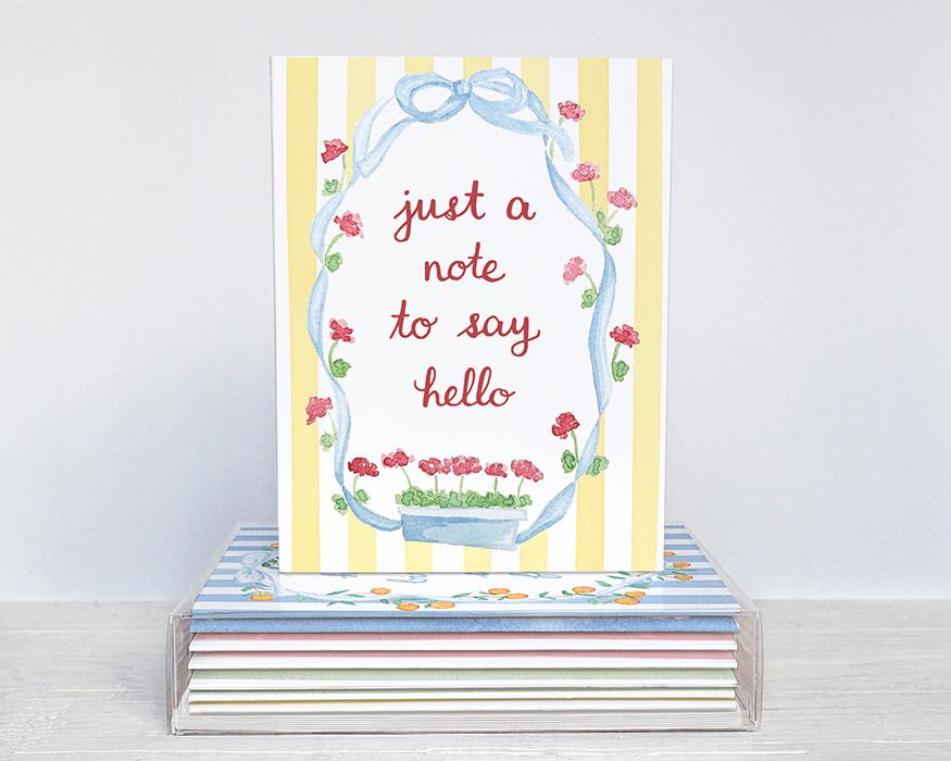 Stripes And Bows Watercolor Greeting Cards Variety Pack Of 10 - Image 2