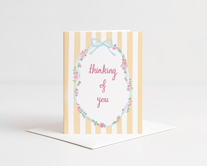 Stripes And Bows Watercolor Greeting Cards Variety Pack Of 10 - Image 3