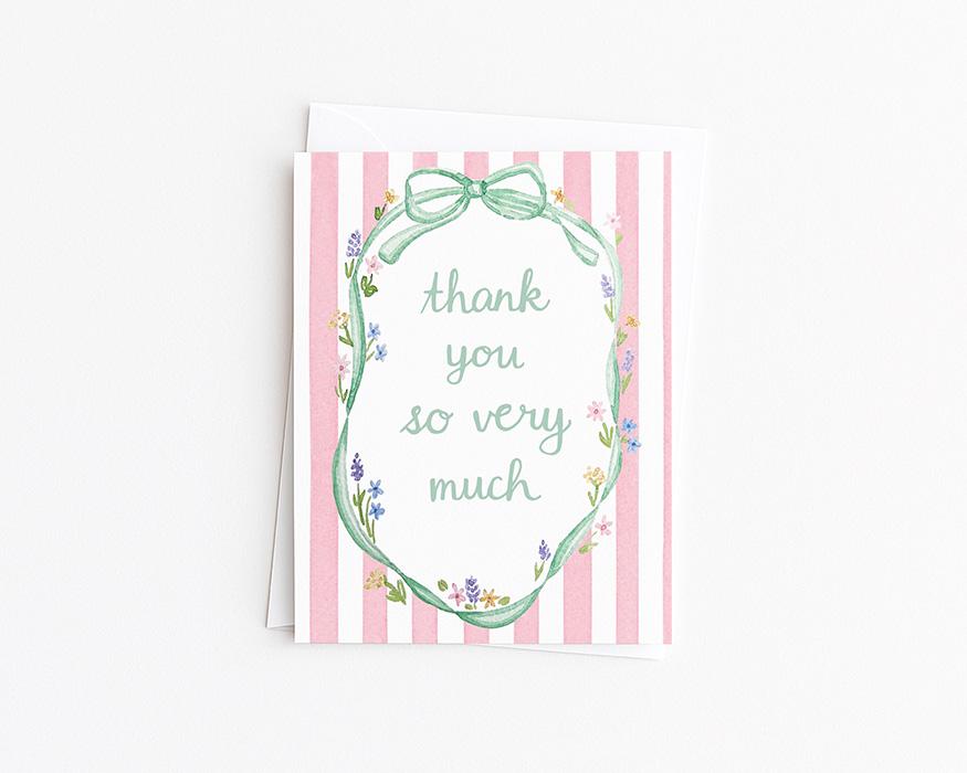 Stripes And Bows Watercolor Greeting Cards Variety Pack Of 10 - Image 4