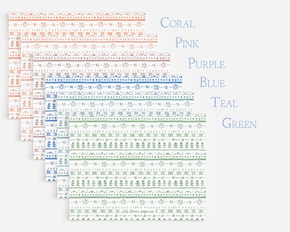 Floral Striped Pattern Personalized Stationery Set With Floral Border - Image 4