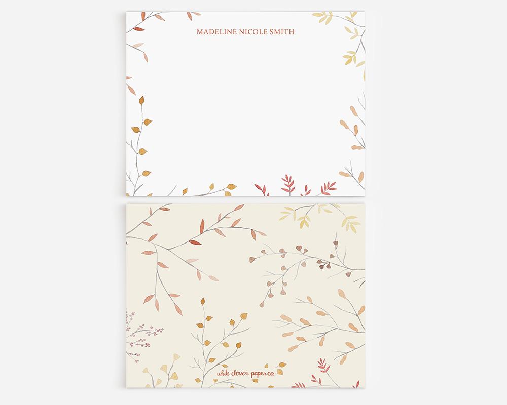 Autumn Leaves Personalized Watercolor Stationery Set - Image 2