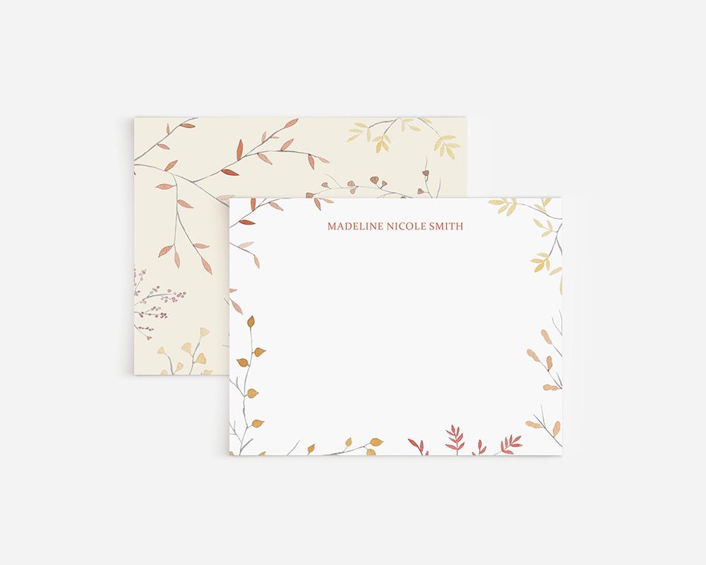Autumn Leaves Personalized Watercolor Stationery Set