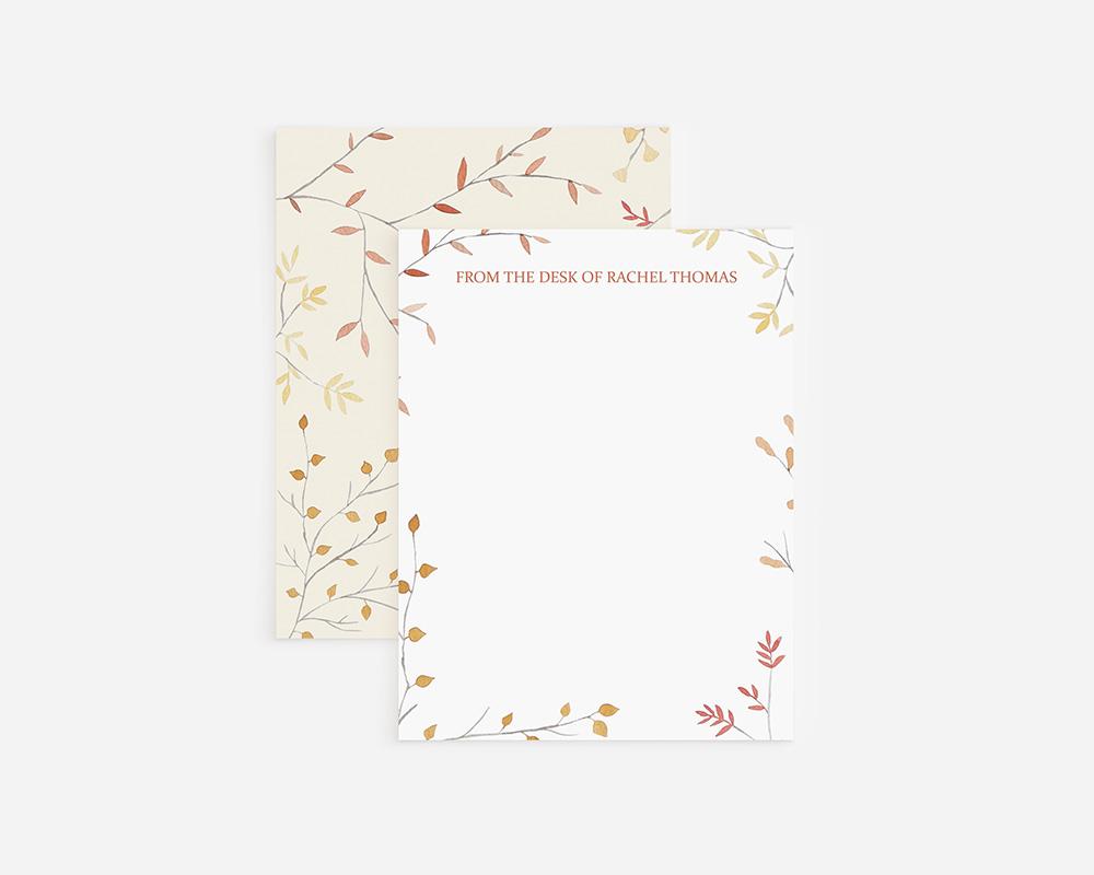 Autumn Leaves Personalized Watercolor Stationery Set - Image 3