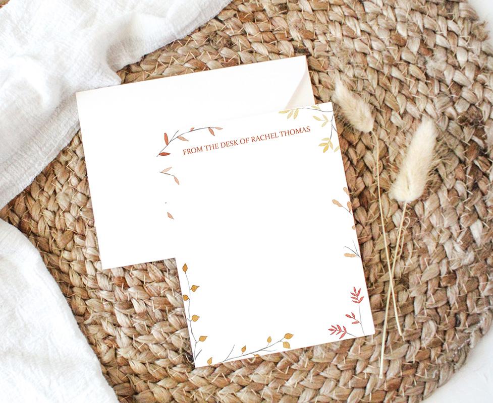 Autumn Leaves Personalized Watercolor Stationery Set - Image 5