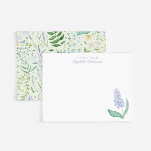Tiny Blue And Green Flowers Personalized Watercolor Stationery Set